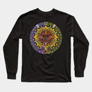 Aztec Sun Stone Calendar Full-Color Long Sleeve T-Shirt